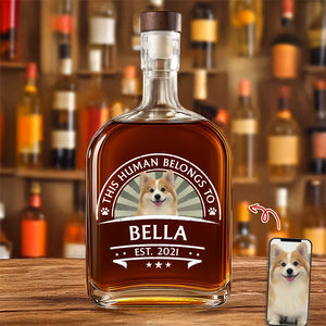Custom Dog Photo This Human Belong To Whiskey Bottle For Dog Lovers LM32 895021