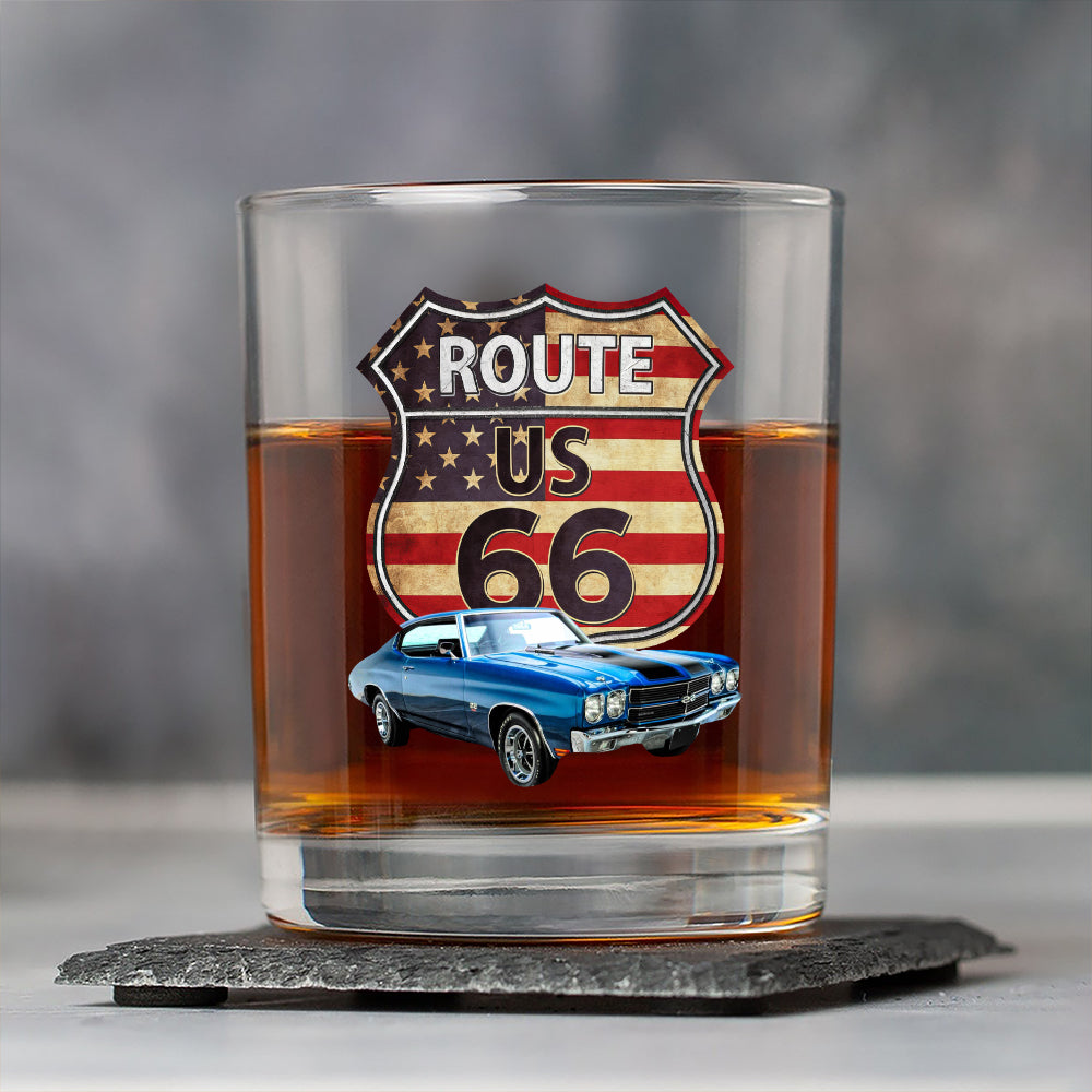Custom Photo Route US 66 Car Print Whiskey Glass HA75 898094