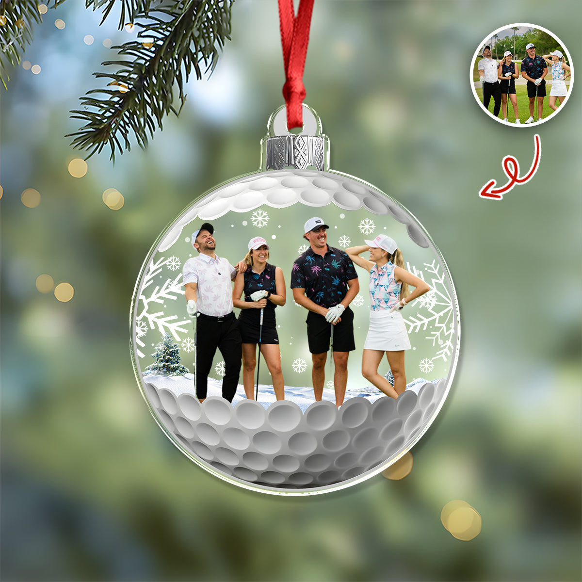 Custom Photo Golf Friends Christmas Acrylic Ornament HA75 897132