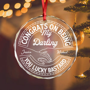 Couple Congrats On Being My Husband You Lucky Man Glass Circle Ornament HO82 894760