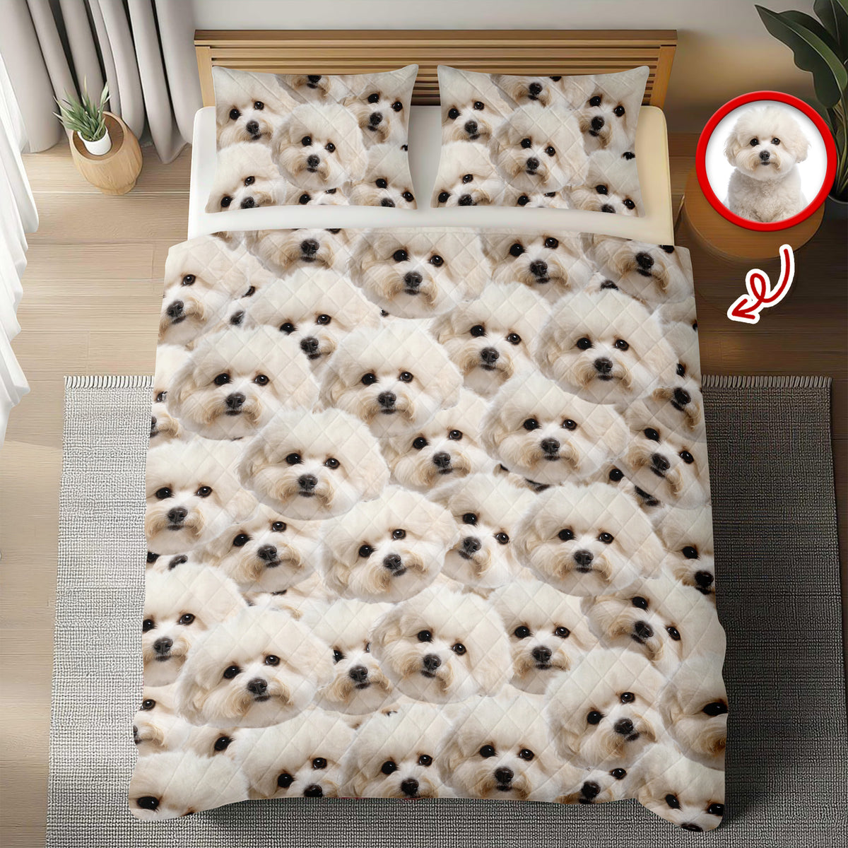 Custom Funny Puppy Photo Portrait Bedding Set Birthday, Christmas Gift For Dog Lover CH07 899192