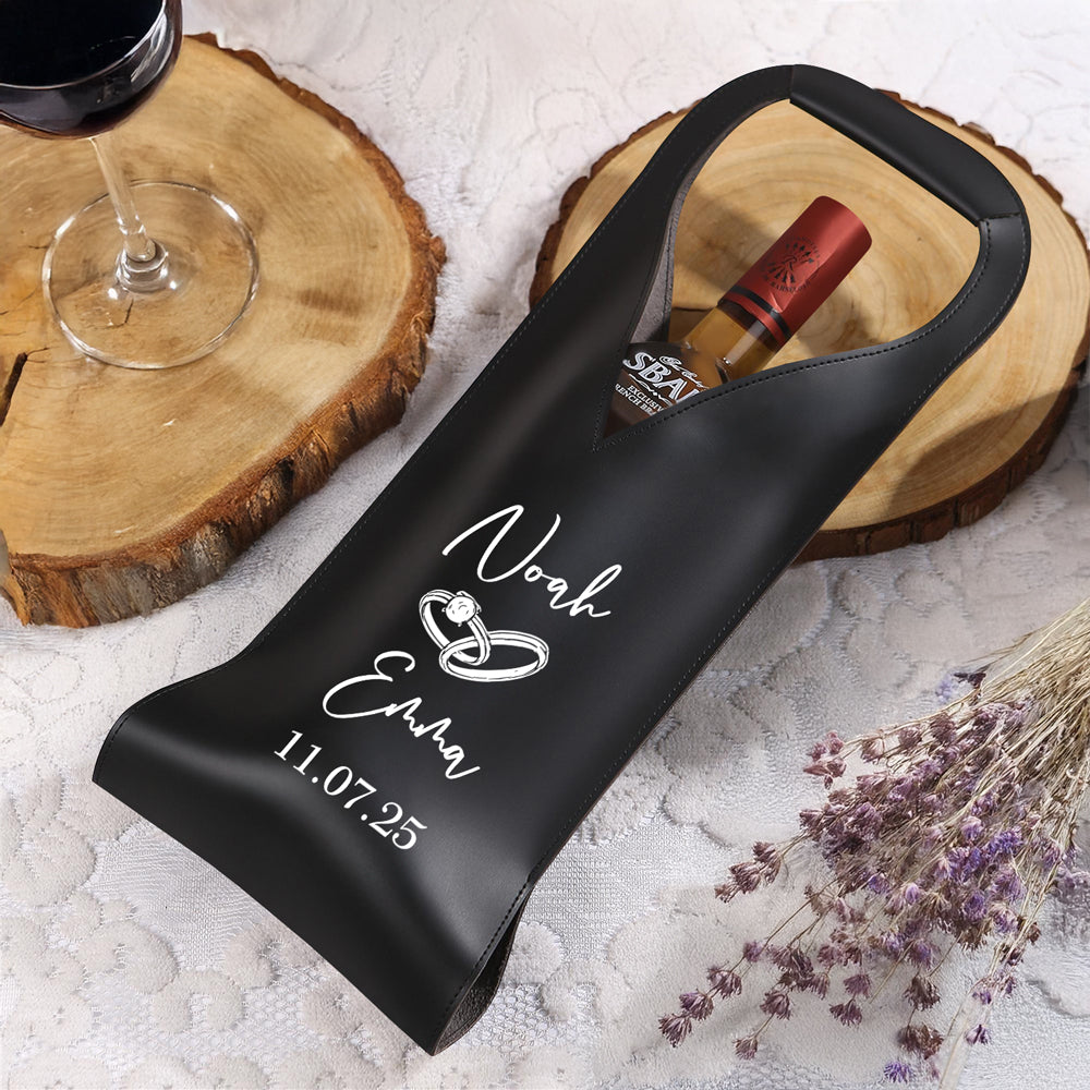 Personalized Groom & Bride Wedding Leather Wine Bag Engagement Gift, Wedding Gift CH07 896532