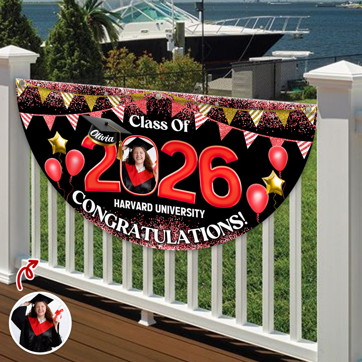 Custom Photo Graduation Senior Class Of 2026 Non-Pleated Fan Flag CH07 910634