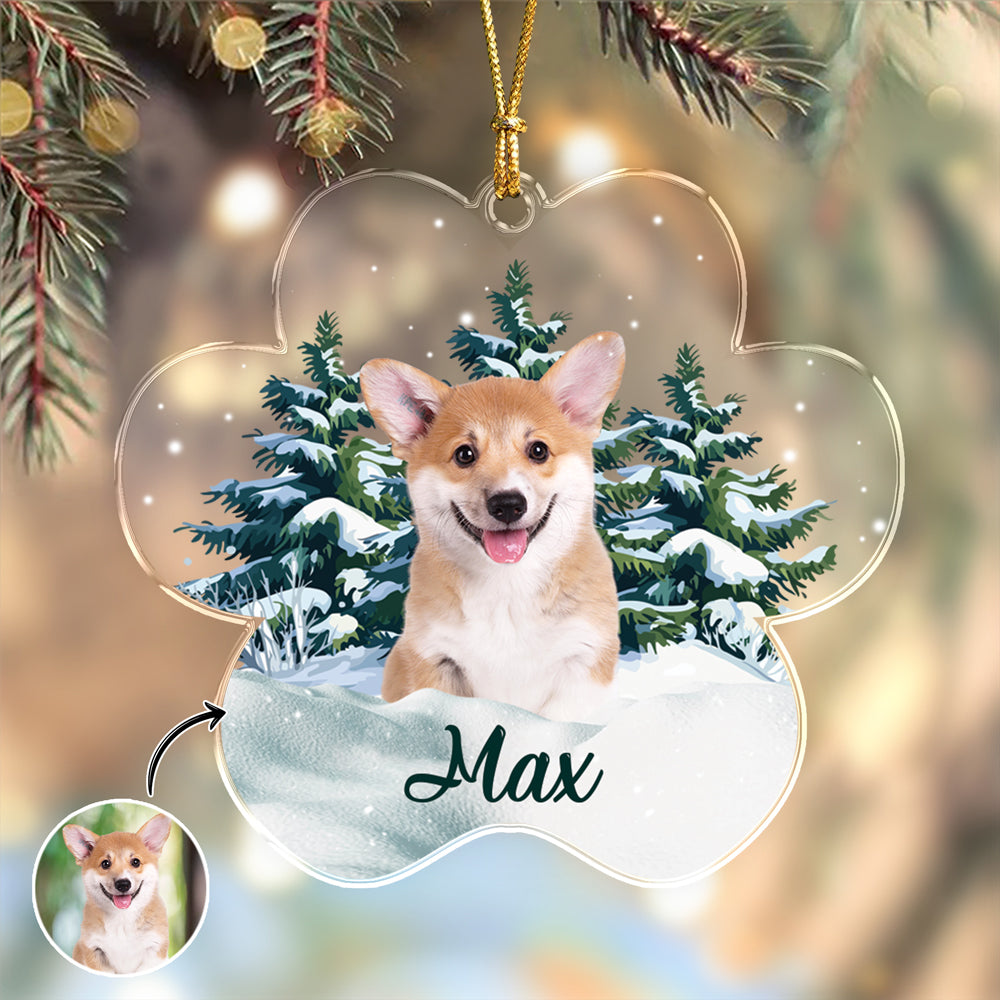 Custom Photo Dog Paw Shaped Acrylic Ornament Christmas Gift For Dog Lovers HA75 897534