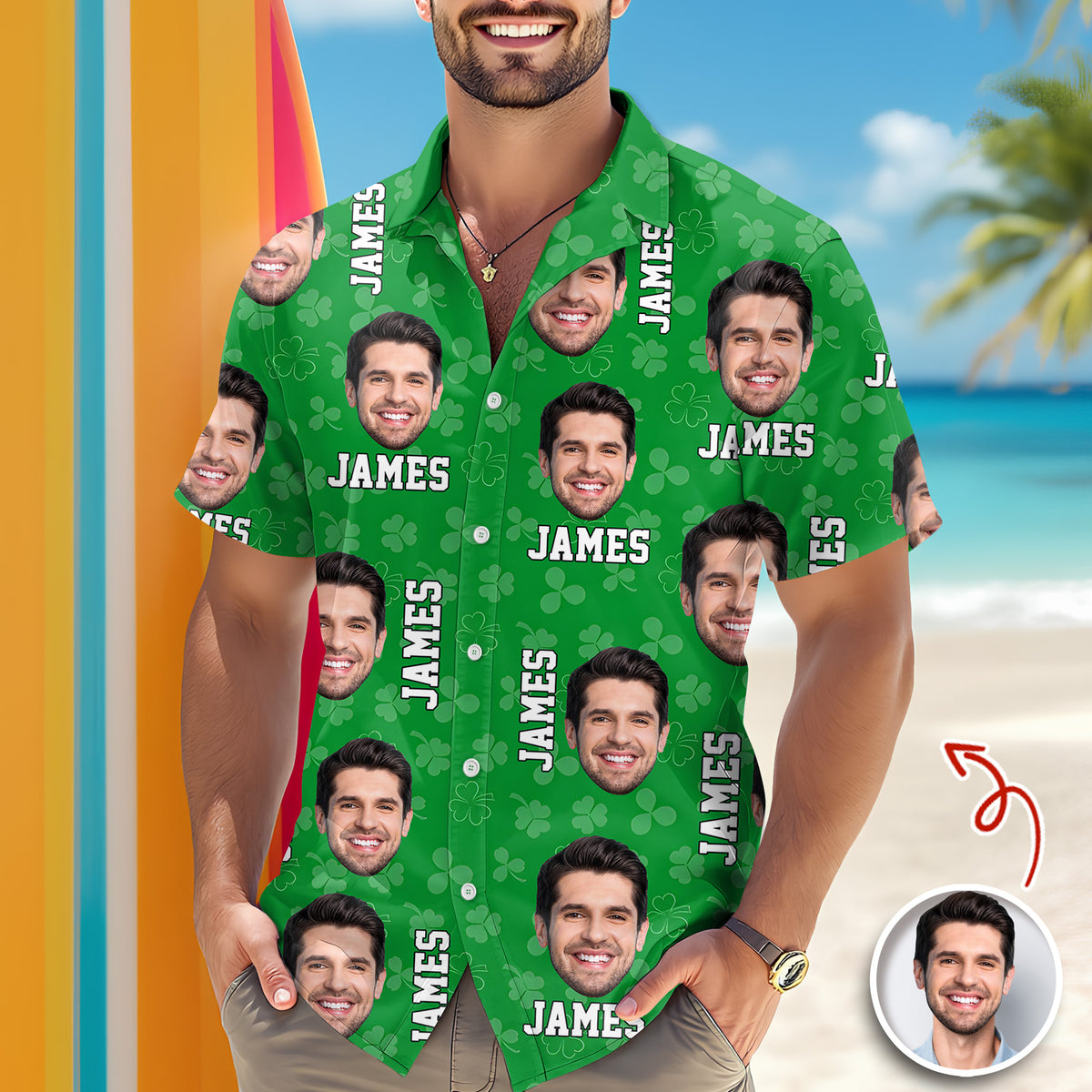 Custom Face Photo St. Patrick's Day Hawaii Shirt TH10 898107