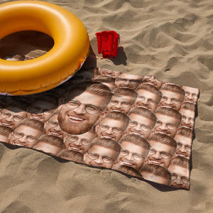 Custom Funny Face Photo Beach Towel Summer Party Gift CH07 895796