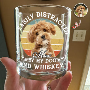 Custom Photo Easily Distracted By My Dog And Whiskey Print Whiskey Glass HA75 897958