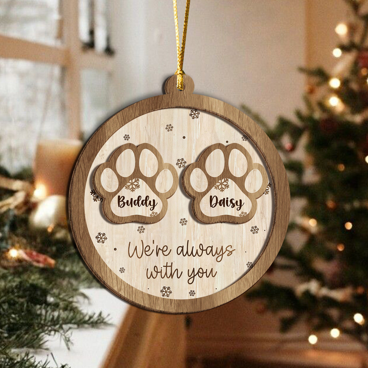 Forever in My Heart Memorial Personalized 2 Layered Wood Christmas Ornament CH07 896878