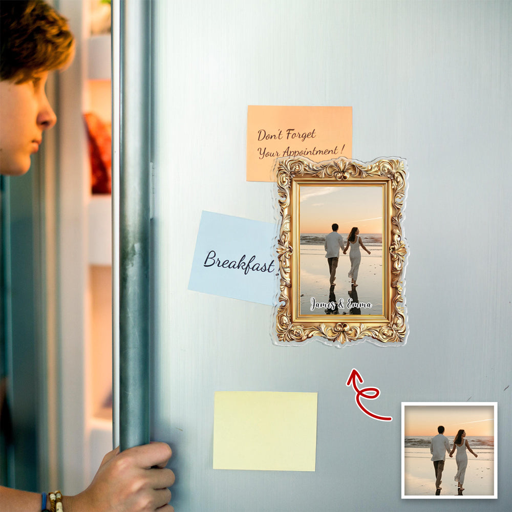 Custom Couple Photo Frame Acrylic Fridge Magnet Valentine's Gift For Couple CH07 910376