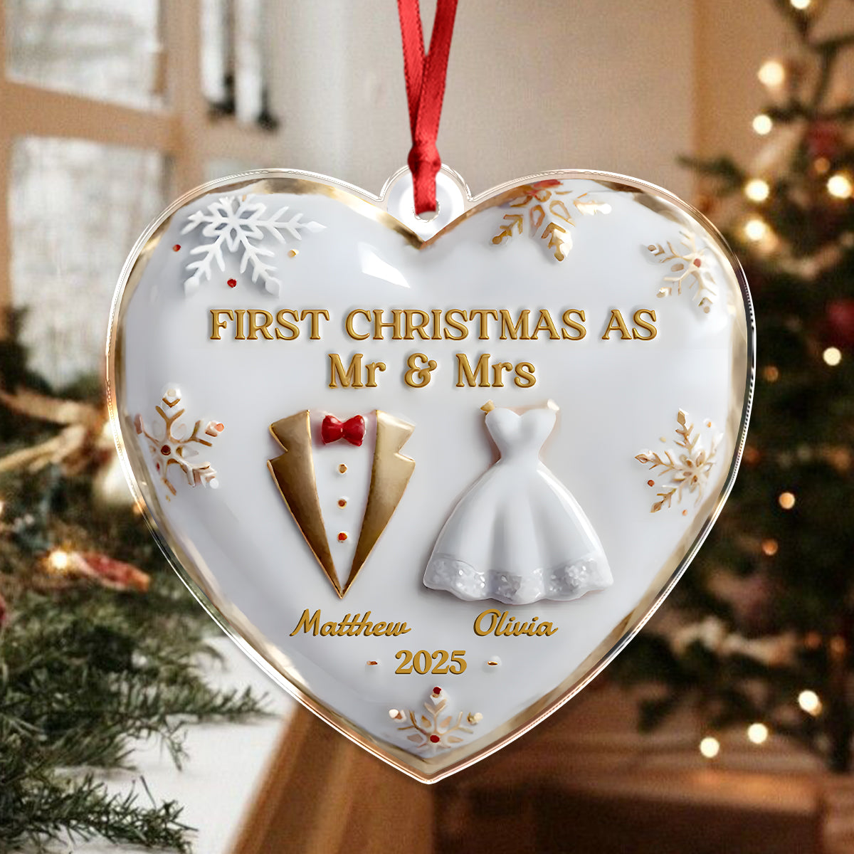 Our First Christmas Together Heart Acrylic Ornament Personalized Wedding Anniversary Christmas Ornament CH07 896888