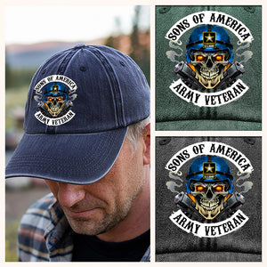 Sons/Daughters Of America US Army Veteran - Personalized Washed Denim Baseball Cap For Soldier CH07 896464