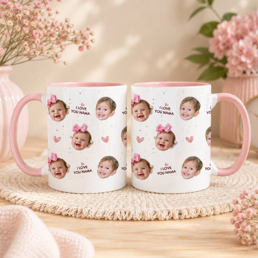Custom Baby Face Mug I Love You Dad Accent Mug -  Father’s Day Gift, Dad Coffee Cup, Gift from Kids HO82 902498