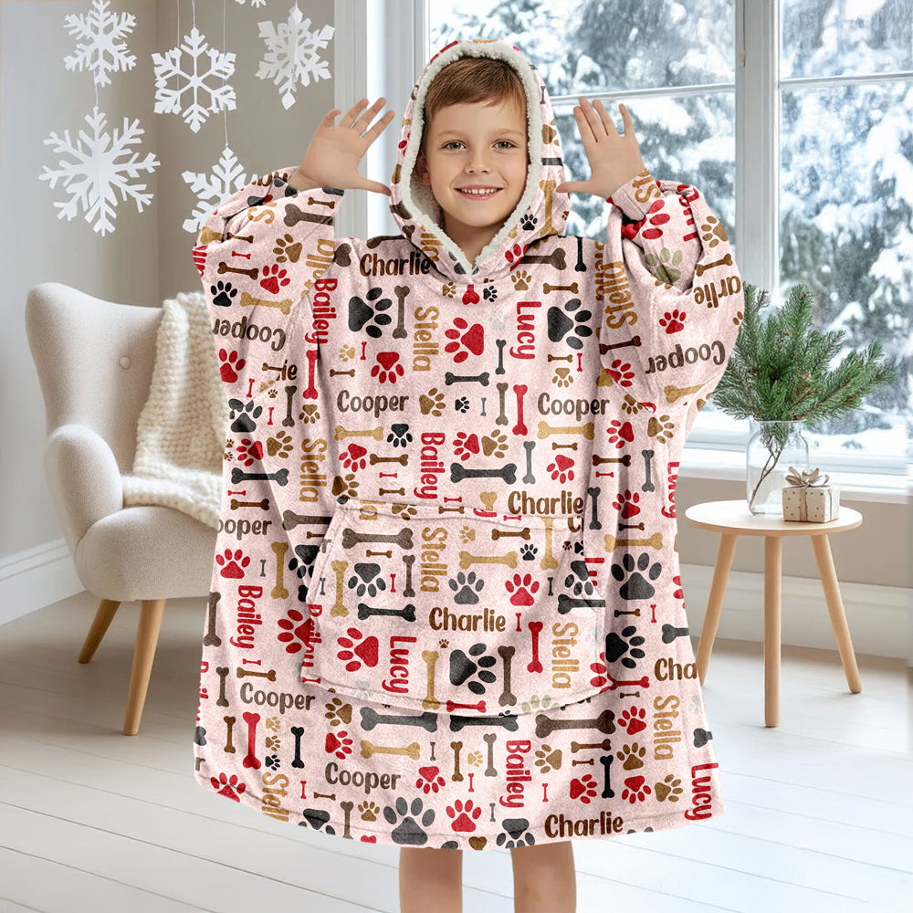 Custom Name Area Bones And Paws Hoodie Blanket HO82 900572