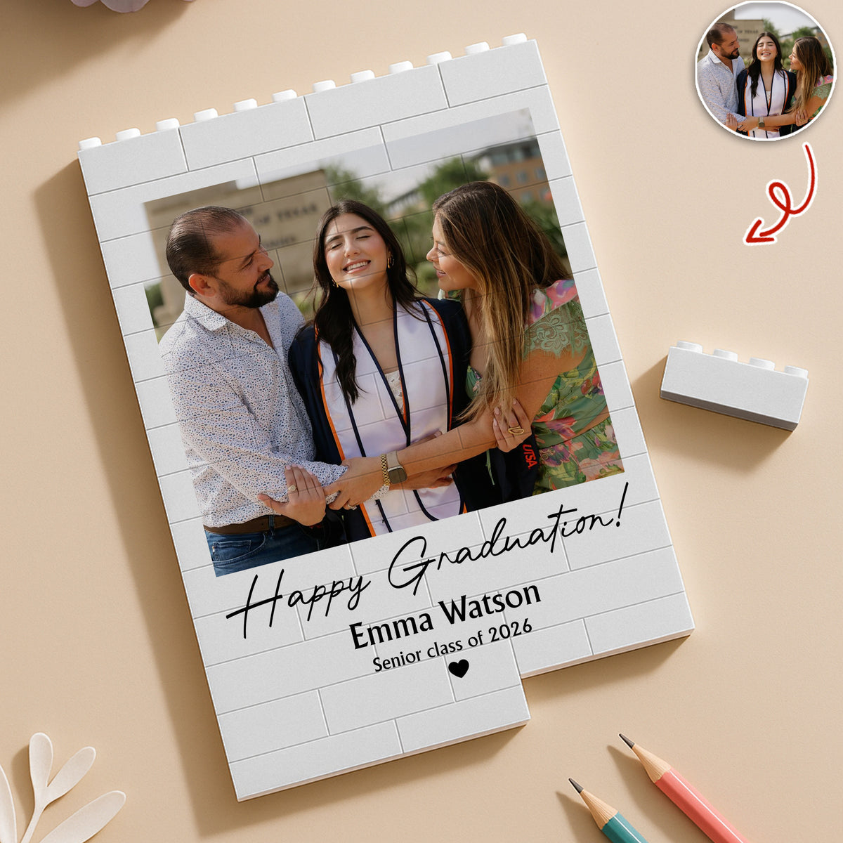 Custom Photo Senior Class Of 2026 Building Brick Blocks Gift for Graduates TH10 898855