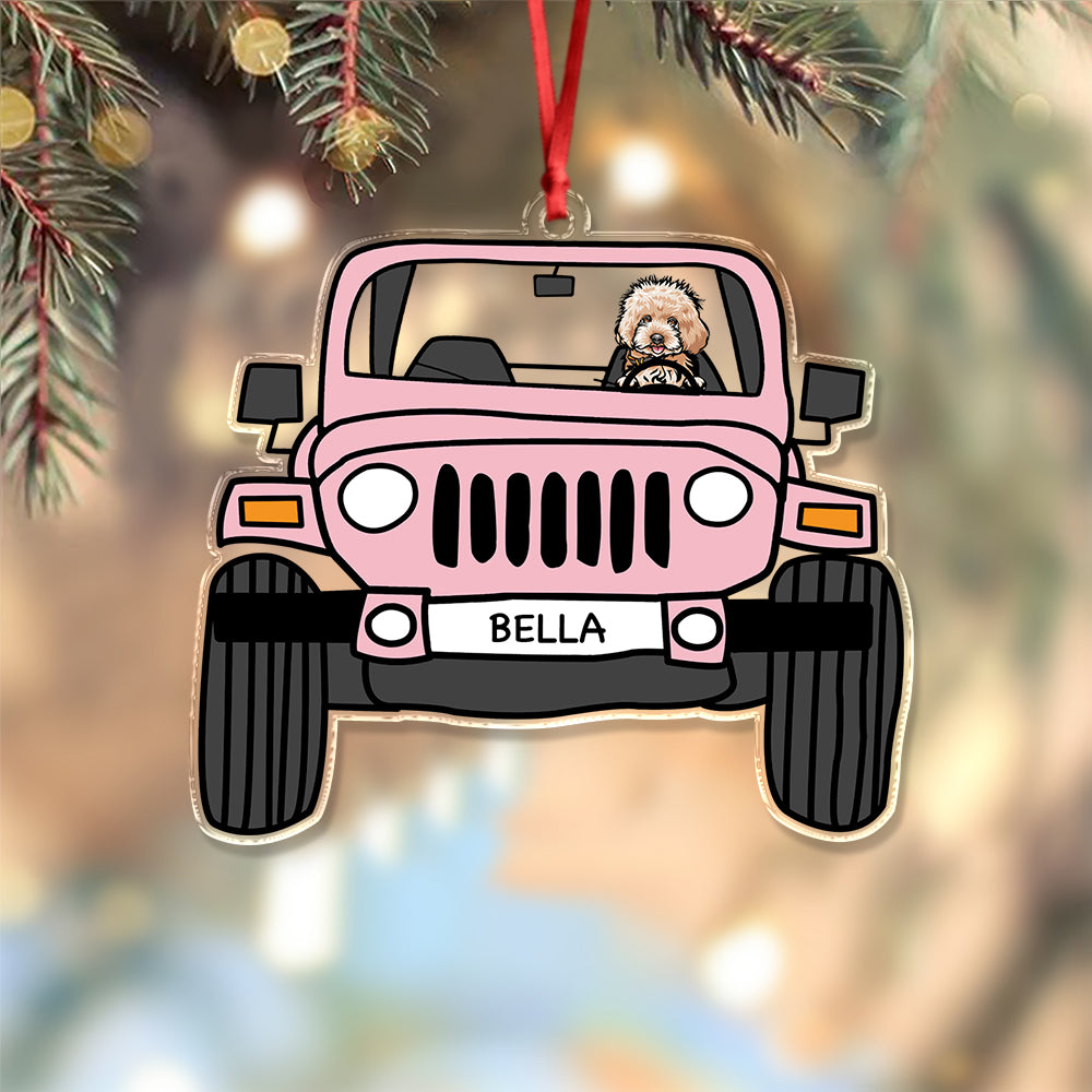 Personalized Dog On Car Acrylic Ornament For Dog Lovers TH10 894441