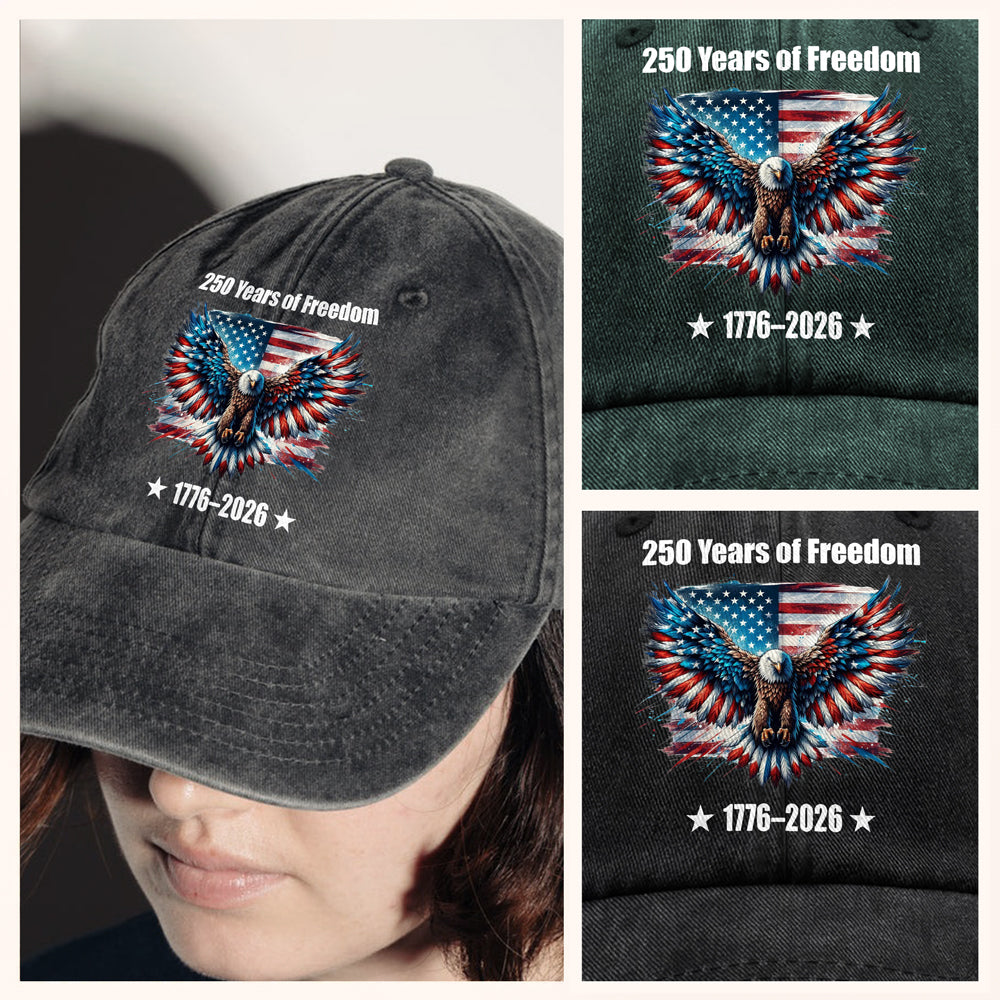 250 Years of Freedom With Eagle Washed Denim Baseball Cap TH10 898359