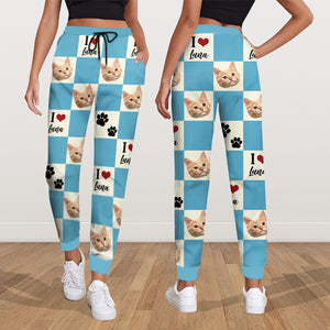 Custom Photo I Love My Dog Cat Sweatpants Gift For Pet Lovers HA75 892606