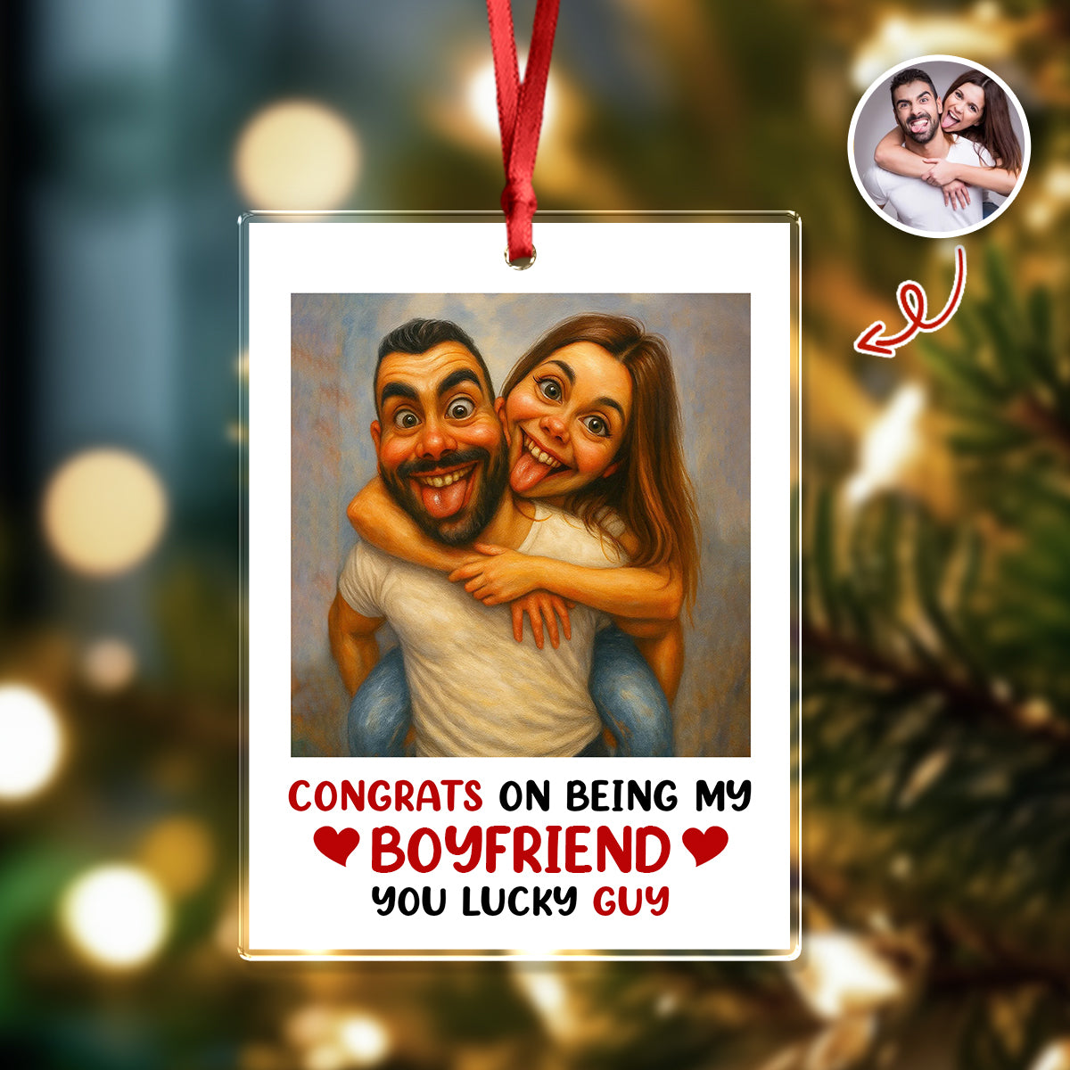 Custom Couple Photo Congrats On Being My Husband Acrylic Ornament LM32 895119