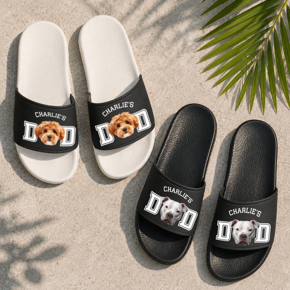 Custom Photo Dog Cat Dad Mom Slide Sandals - Gift For Dog Cat Lovers HO82 902540