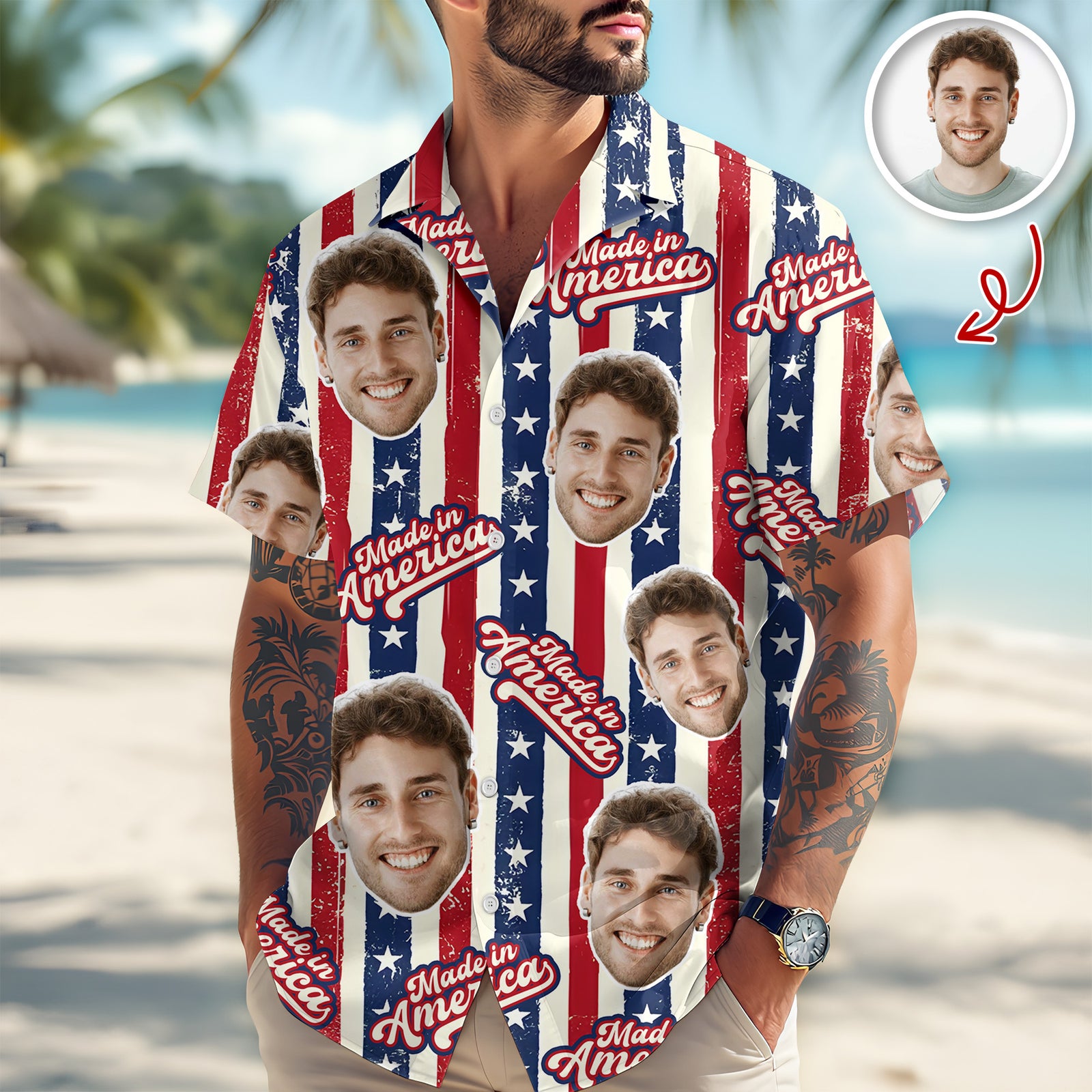 Custom Photo Made In America Hawaii Shirt TH10 898645