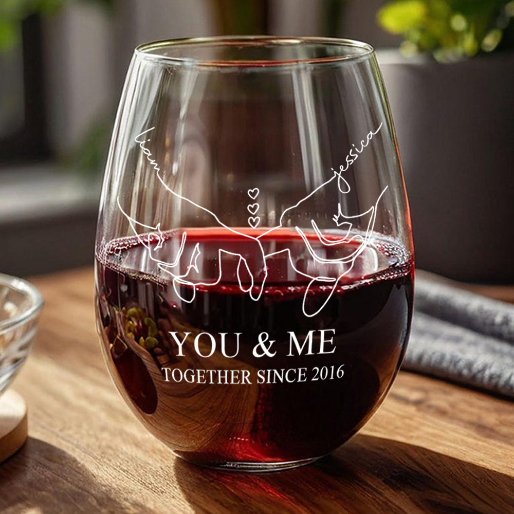 Personalized You & Me Wine Glass Couple Anniversary Valentine Day Gift HA75 920096