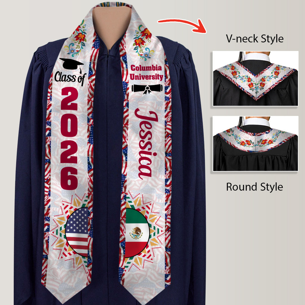 Personalized Country Flag Class of 2026 Graduation Stoles LM32 897969
