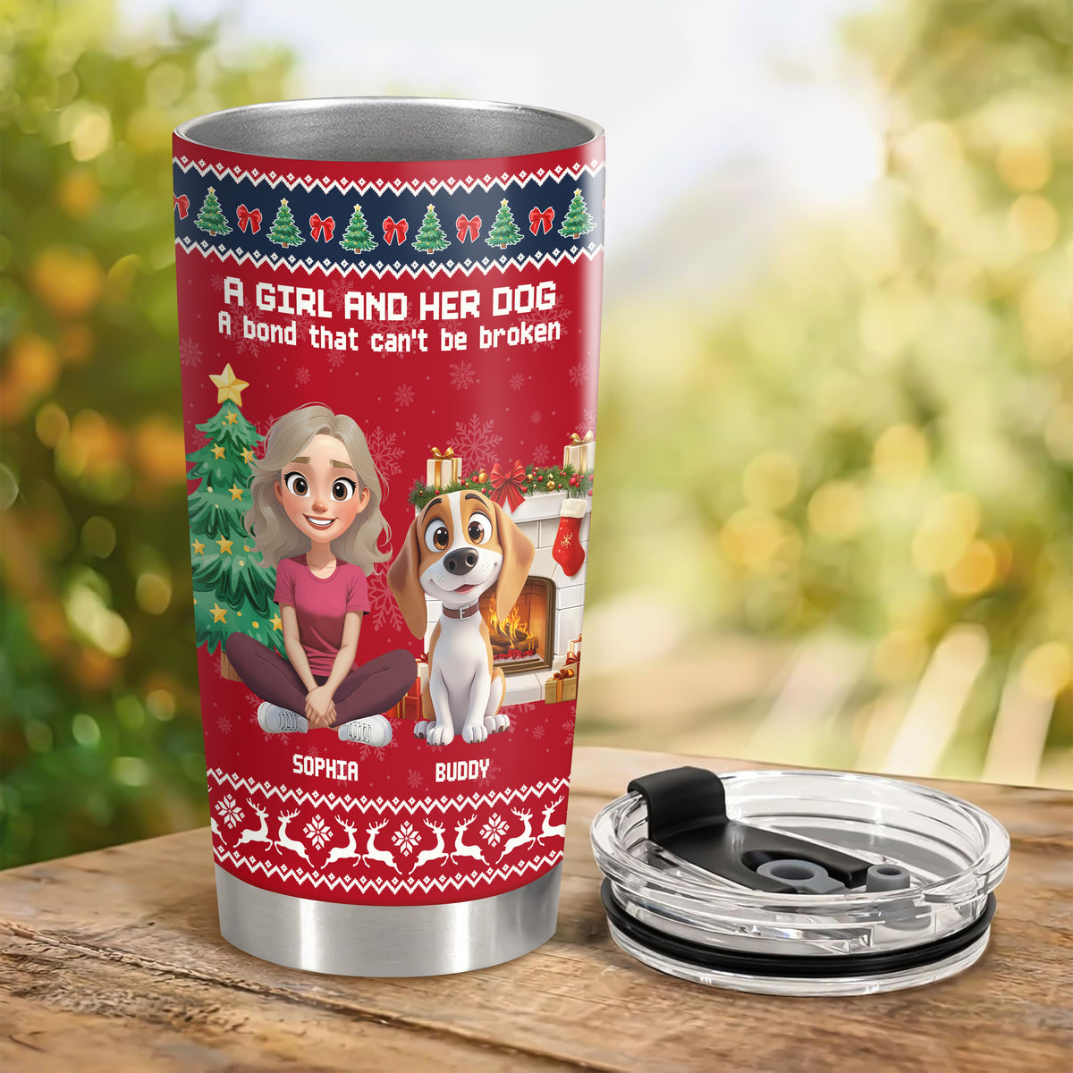 A Girl And Her Dog Christmas Fat Tumbler TH10 896333