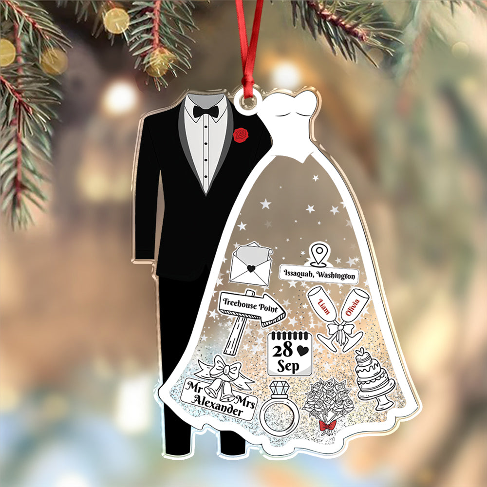 First Christmas Married Personalized Wedding Acrylic Ornament Christmas Gift CH07 896928