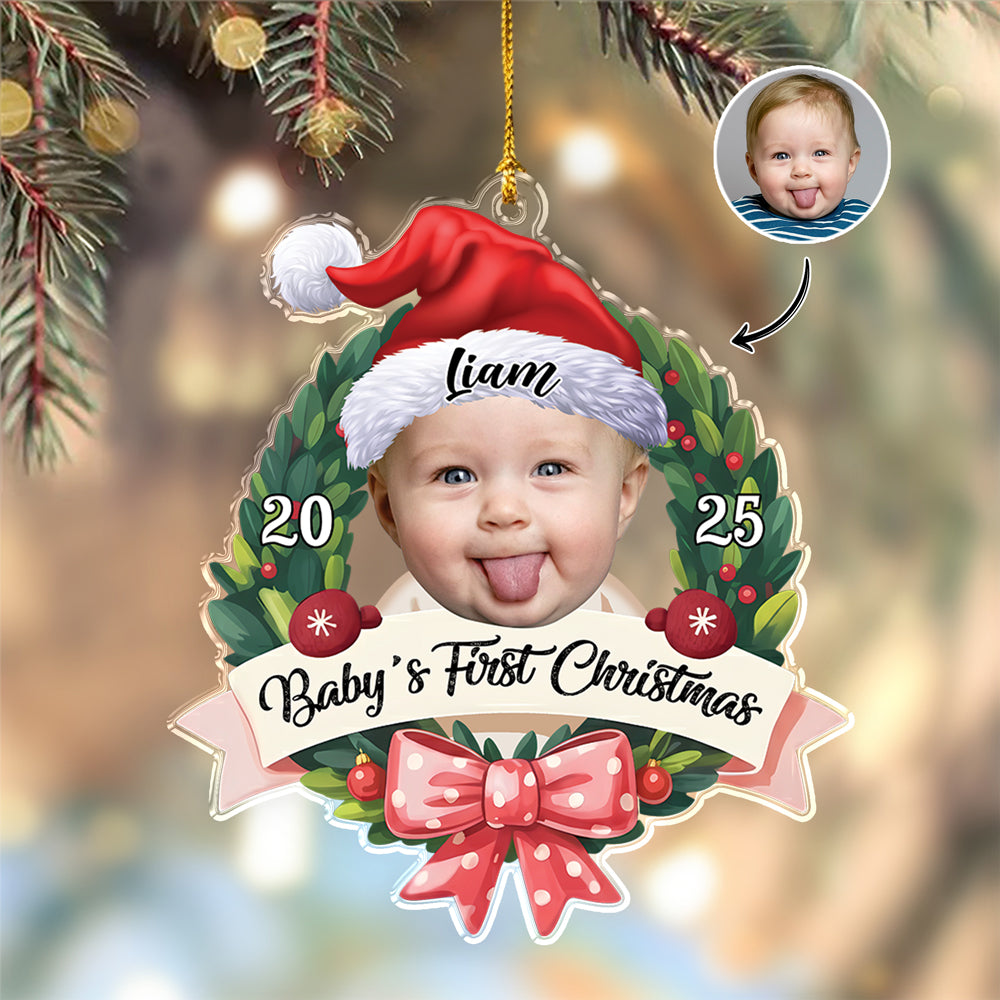 Custom Photo Baby's First Christmas Acrylic Ornament New Born Gift HA75 897484