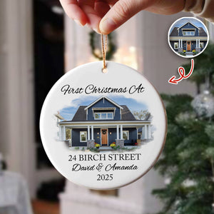 Custom Photo First Christmas At New Home Ceramic Ornament LM32 895599