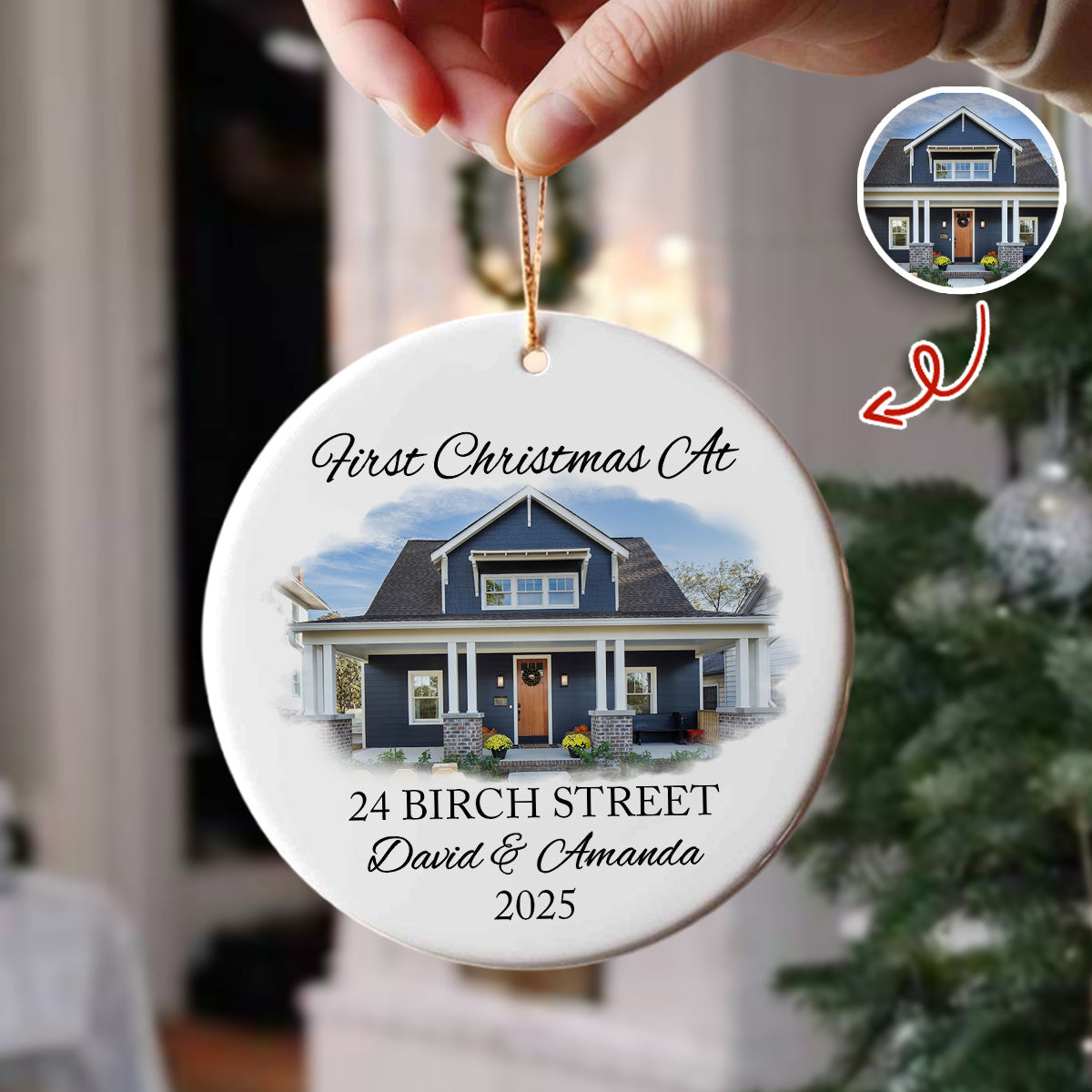 Custom Photo First Christmas At New Home Ceramic Ornament LM32 895599