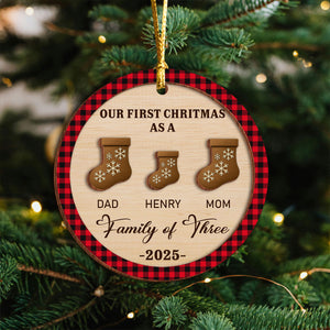 First Christmas As A Family Christmas Stockings - Personalized 2-Layered Wooden Ornament CH07 899338