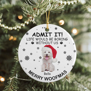 Custom Dog Cat Photo Life Would Be Boring Without Me Ceramic Ornament Christmas Gift CH07 896264