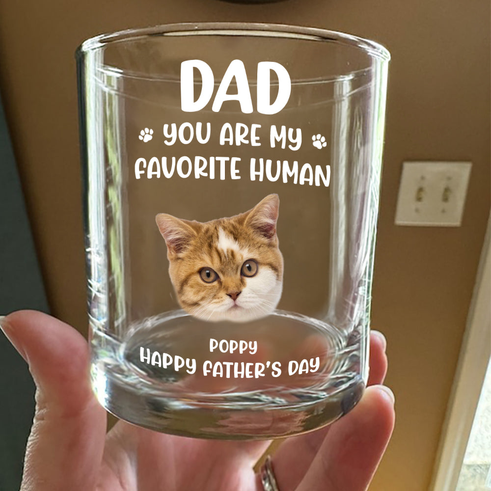 Custom Funny Face Dog Cat - Dad, You’re My Favorite Human Rock Glass HA75 892418