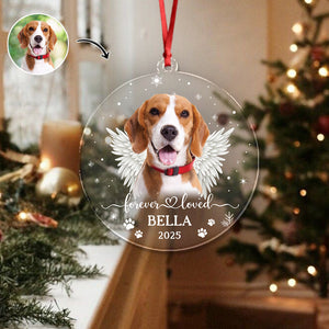 Custom Dog Photo Forever Loved Memorial Acrylic Ornament HA75 897032