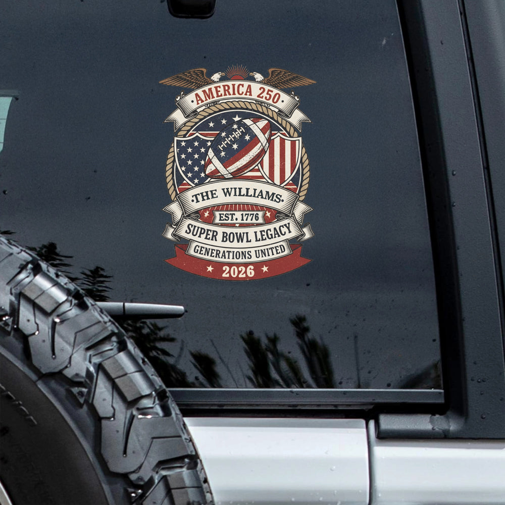 Custom Family Name American 250 Super Bowl Legacy Car Window Decal Sticker LM32 897873