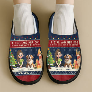 Personalized A Girl And Her Dog Slipper For Dog Lover TH10 896335