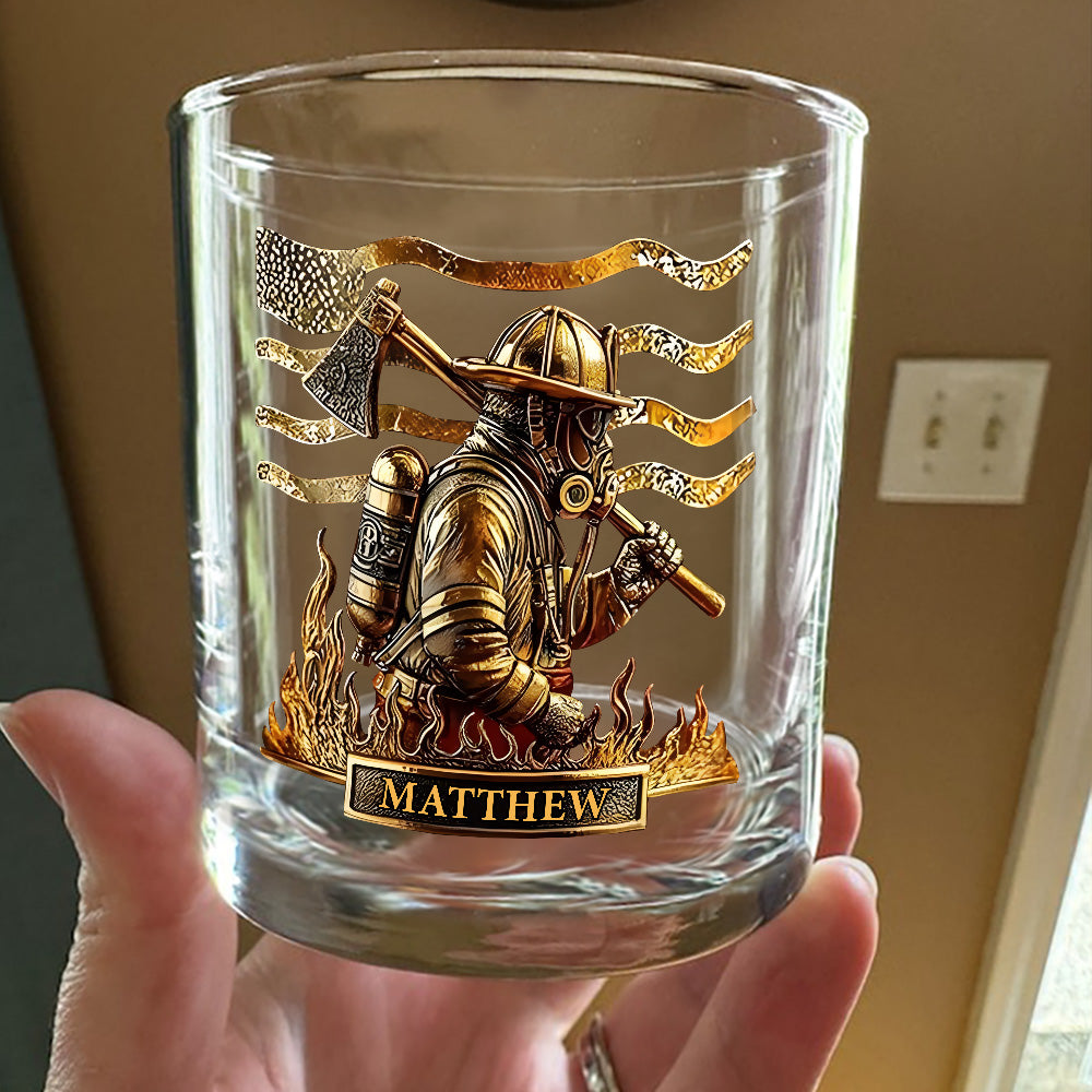 Custom Name Firefighter Personalized Print Whiskey Glass Gift For Dad, Father HA75 898062