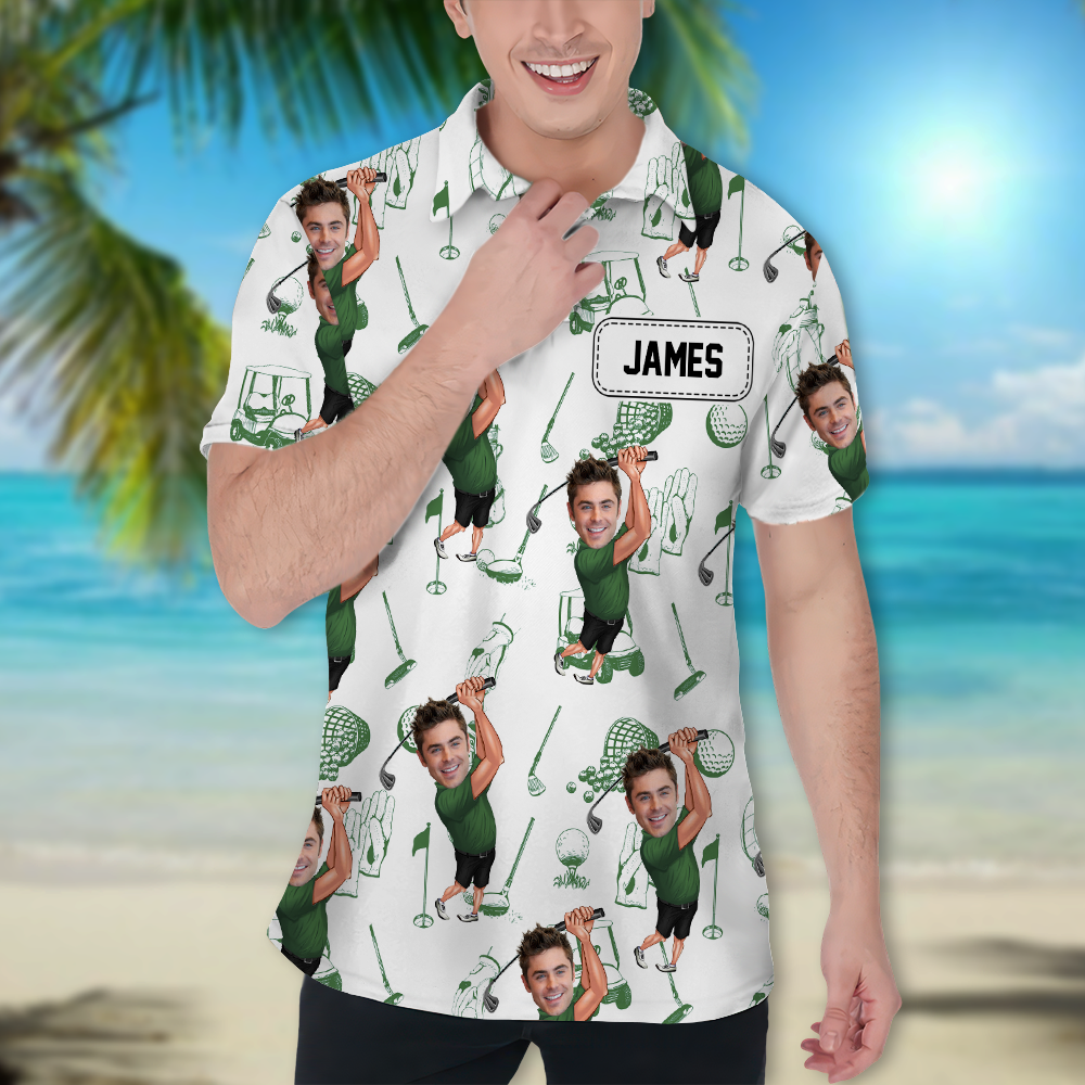 Custom Funny Golfer Photo Polo Shirt - Golf Lovers Gift CH07 895762