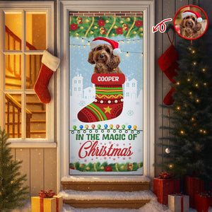 Custom Photo In The Magic Of Christmas Dog Door Cover HO82 900272