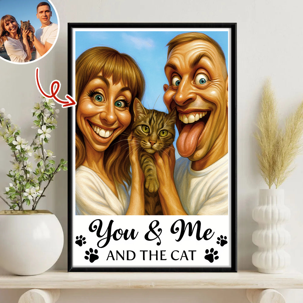 Caricature Your Photo - You & Me And The Dog, Cat - Personalized Photo Poster HO82 894554