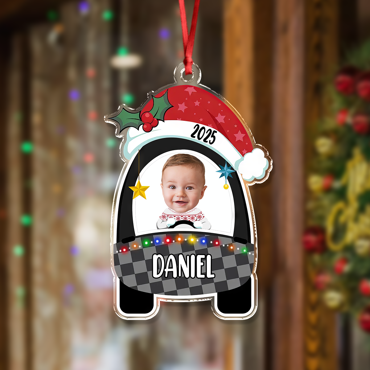 Custom Photo Cute Baby First Christmas Car Acrylic Ornament HO82 894646