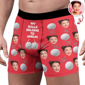 Custom Wife Girlfriend Name My Balls Belong To Her Men's Boxer Briefs Funny Gift For Golf Lovers CH07 895380