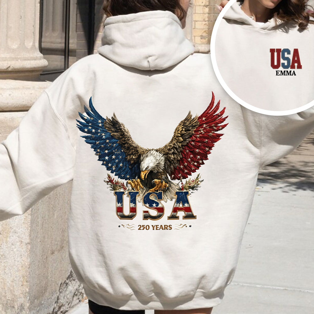 Custom Name American Eagle USA 250 Years Patriotic Front And Back Shirt HO82 901840