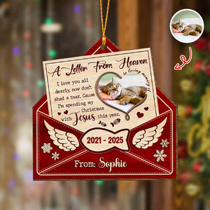 Custom Cat Photo A Letter From Heaven Sympathy Memorial Wooden Ornament LM32 895891