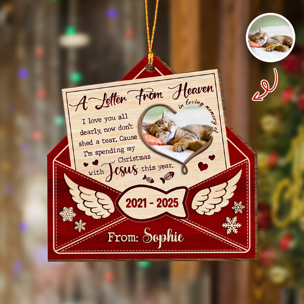 Custom Cat Photo A Letter From Heaven Sympathy Memorial Wooden Ornament LM32 895891