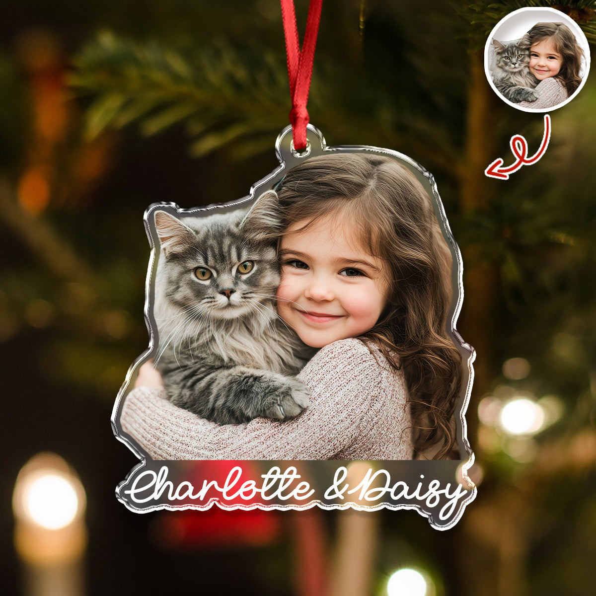 Custom Cute Cat Photo Memories 2025 Christmas Acrylic Ornament LM32 895989