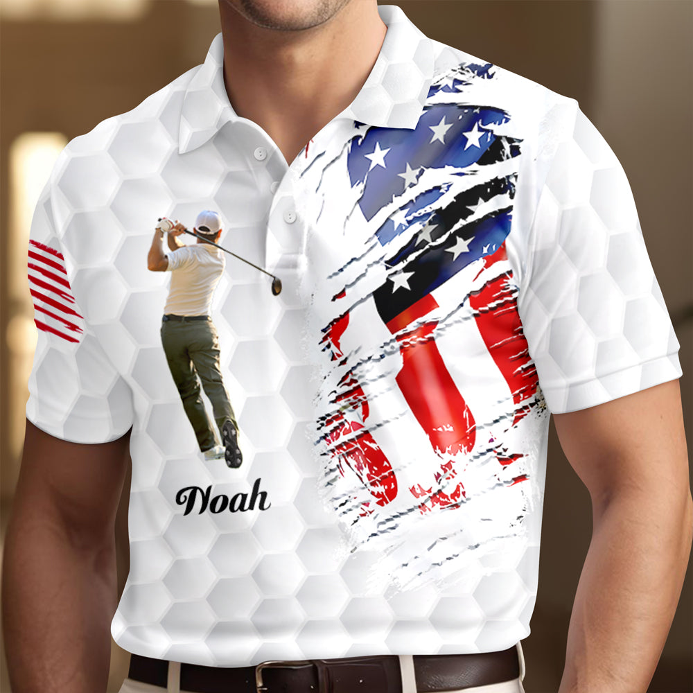Custom Photo US Flag Polo Shirt For Golfer TH10 898095
