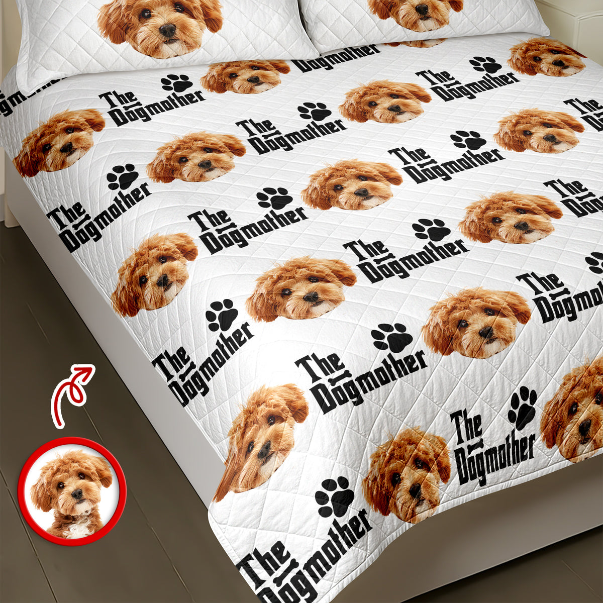 Custom Puppy Photo The Dog Father with Pawprints - Quilt Bedding Set LM32 897275