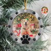 Custom Photo Round Paw Print Christmas Ceramic Ornament For Dog Lovers TH10 894821